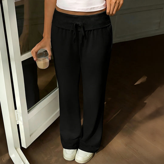 Damen nan weite Loungehose mit Umschlagbund, Kordelzug und fließendem Jersey Shop Nory