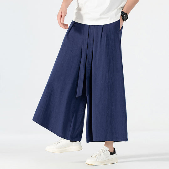 Damen Culotte-Style Hosenrock mit weitem Bein und Bindegürtel Shop Nory