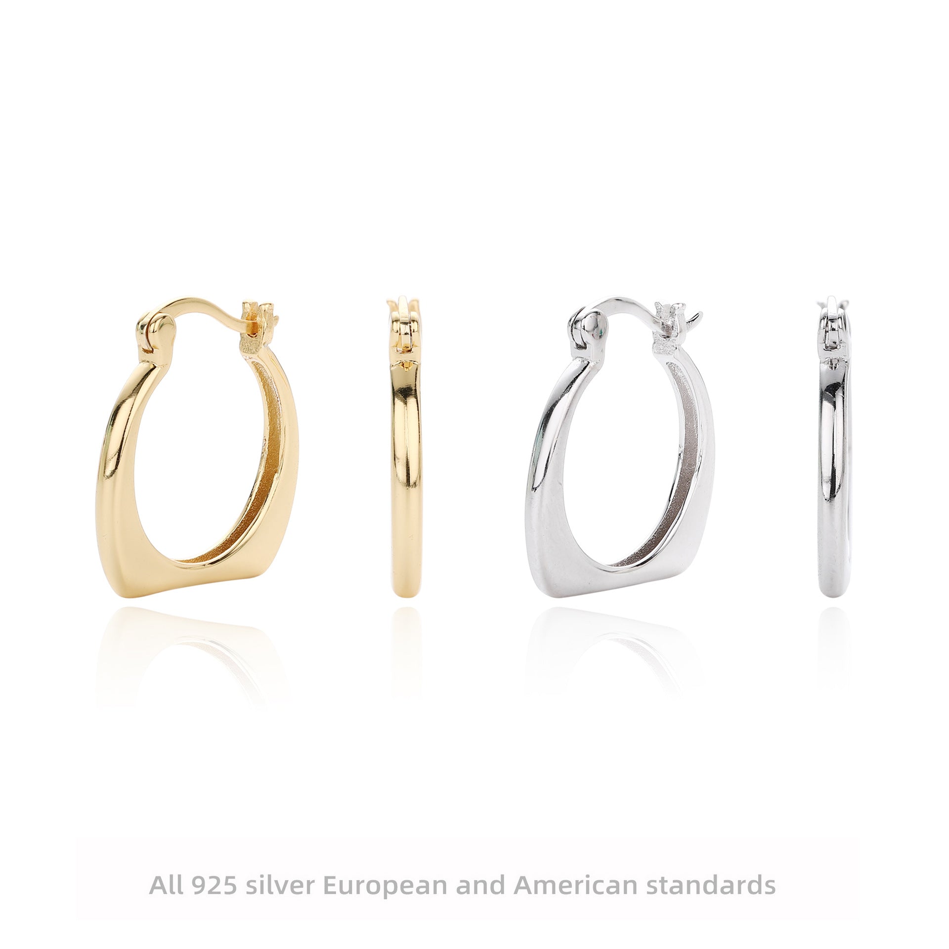 Damen Creolen mit modernem, glattem Design aus 925 Sterling Silber Shop Nory