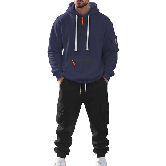 Herren Zweiteiliger Performance-Jogginganzug mit Kapuzen-Hoodie, wasserabweisenden Reißverschlüssen und Cargo-Jogger Shop Nory