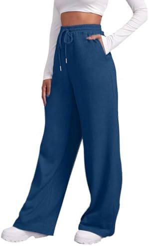 Damen nan weite High‑Waist Palazzo-Loungehose mit elastischem Komfortbund, Kordelzug und seitlichen Eingrifftaschen Shop Nory