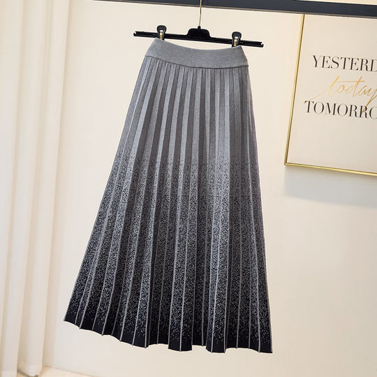 Damen Eleganter Plissee-Rock mit kontrastierenden Streifen Shop Nory