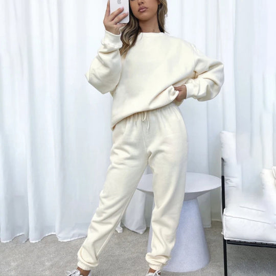 Damen kuscheliges Relax-Sweatshirt- und Jogger-Set aus angerautem Baumwollmix mit Raglanärmeln Shop Nory