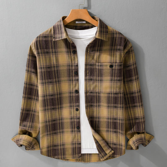 Herren Kariertes Flanell‑Hemdjacke im Overshirt‑Stil mit weich gebürsteter Oberfläche Shop Nory