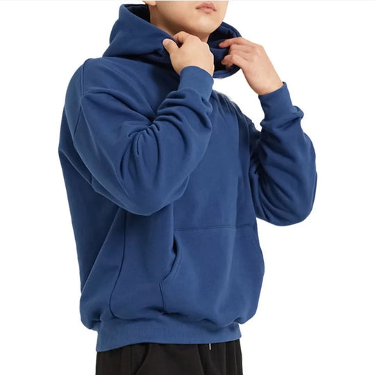 Herren nan schwerer Kapuzenpullover im Boxy-Cut mit Kängurutasche, geripptem Saum und angerauter Innenseite Shop Nory