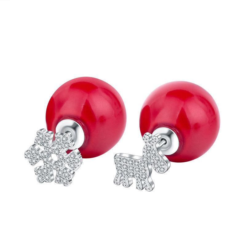 Damen-Ohrstecker mit winterlichem Schneeflocken- und Rentier-Design Shop Nory