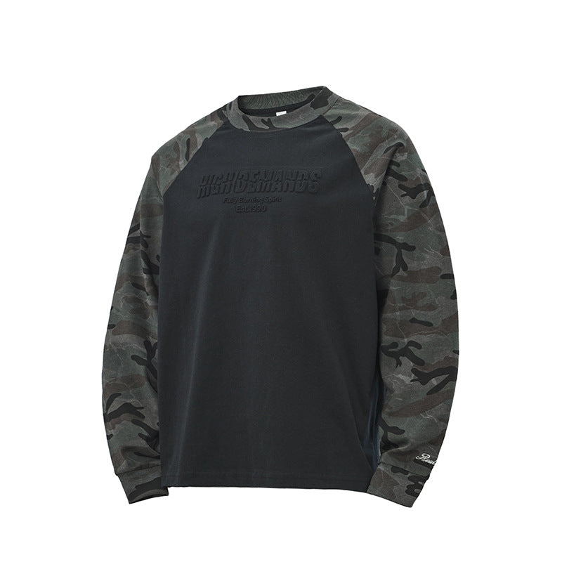 Unisex Oversize-Sweatshirt mit Camouflage-Raglanärmeln und geprägtetem Frontlogo Shop Nory