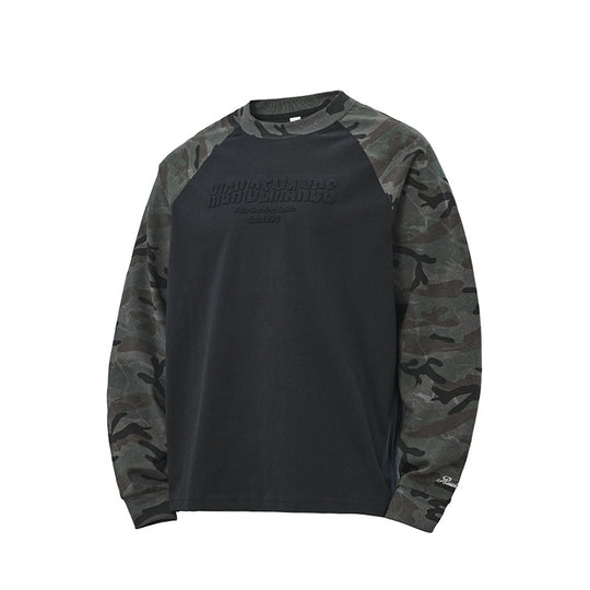 Unisex Oversize-Sweatshirt mit Camouflage-Raglanärmeln und geprägtetem Frontlogo Shop Nory