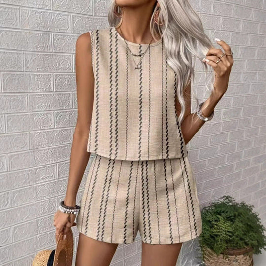 Damen lässiges Set mit ärmellosem Oberteil und Shorts
