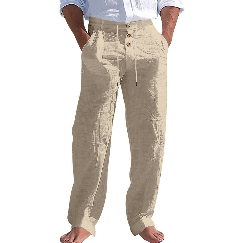 Herren lässige Hose mit hohem Bund und bequemen Taschen