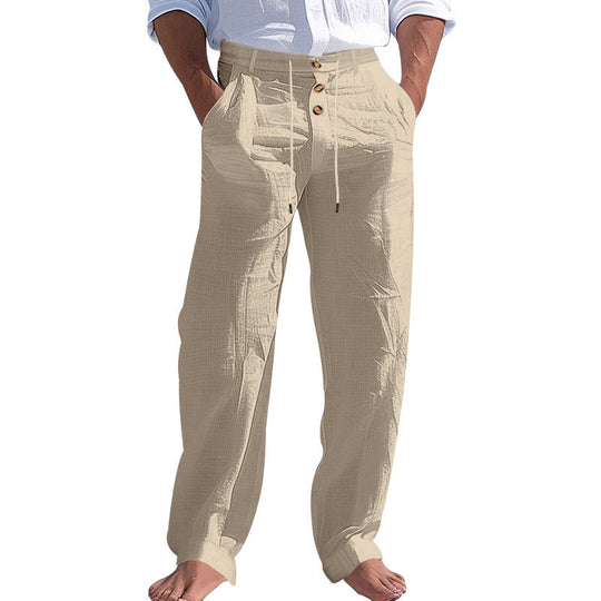 Herren lässige Hose mit hohem Bund und bequemen Taschen