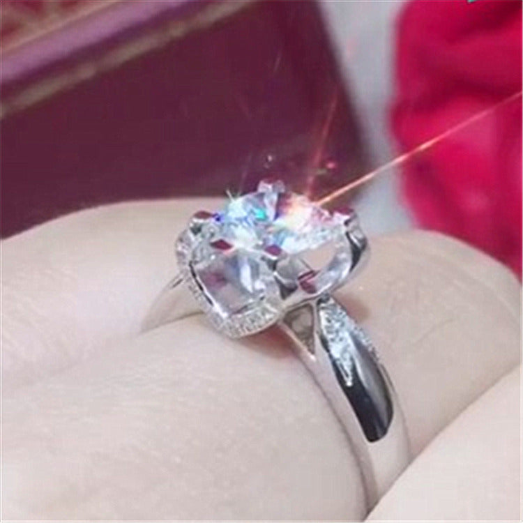 Damen eleganter Solitär-Ring mit funkelndem Kristallbesatz Shop Nory