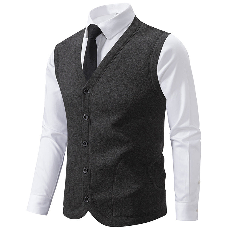 Herren Ärmellose Feinstrick-Weste mit V‑Ausschnitt und durchgehender Knopfleiste Shop Nory