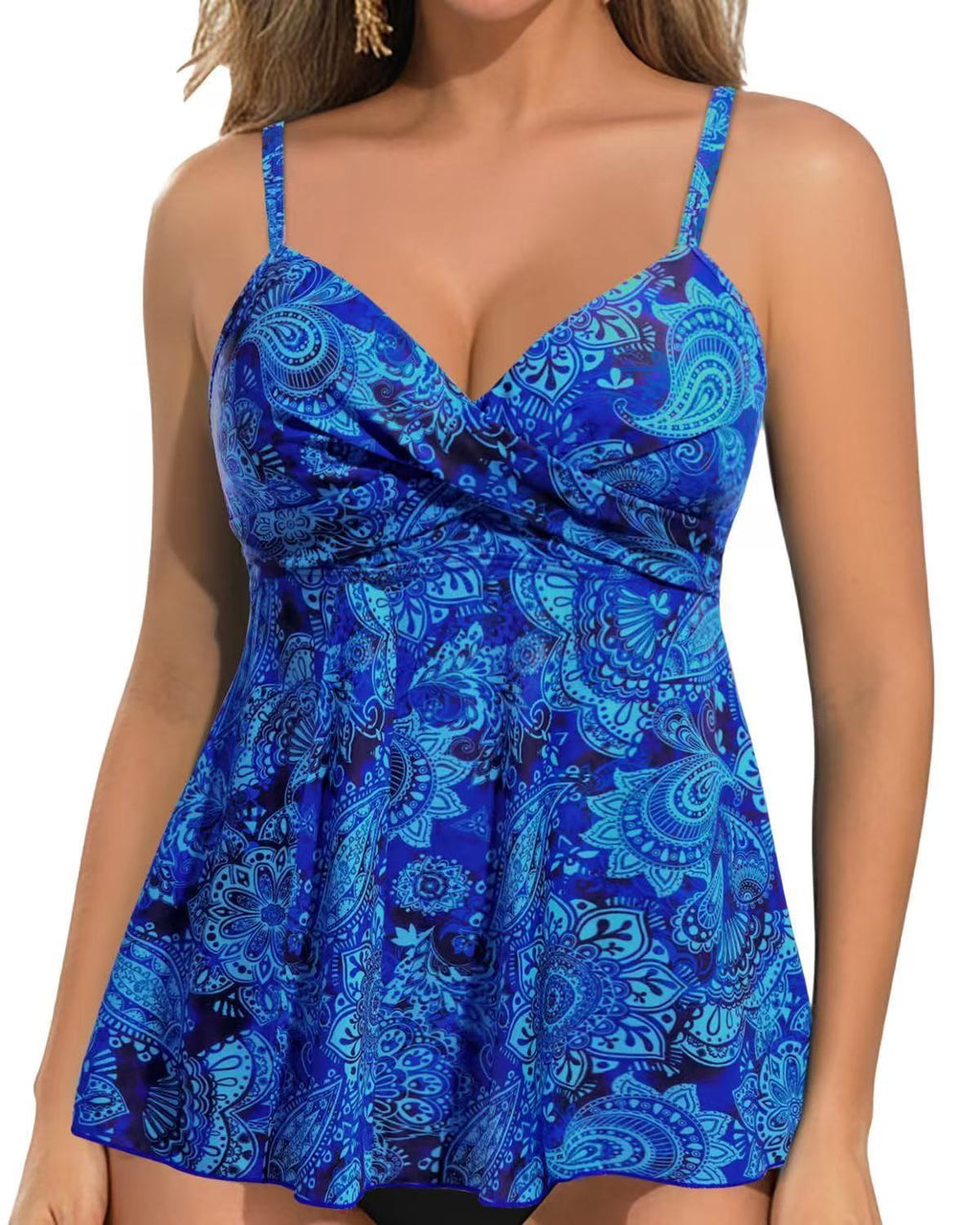 Damen Tankini-Oberteil mit Raffung und sanftem V-Ausschnitt Shopnory