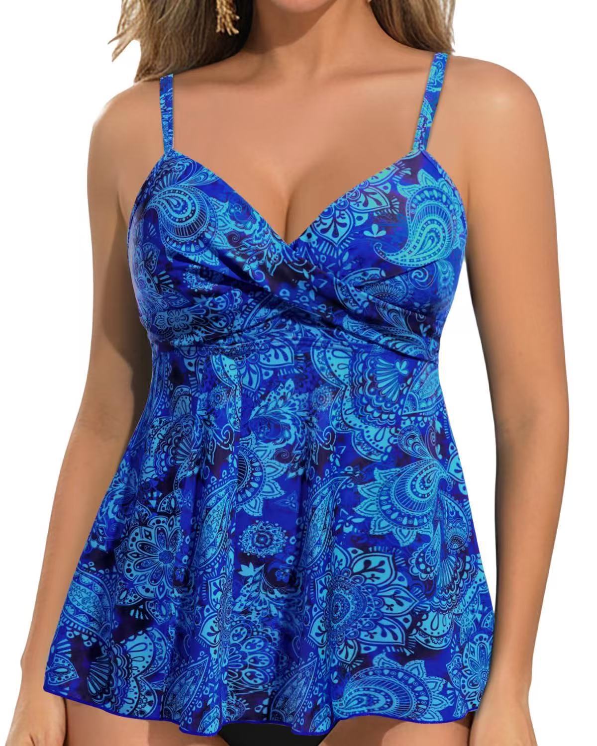 Damen Tankini-Oberteil mit Raffung und sanftem V-Ausschnitt Shopnory