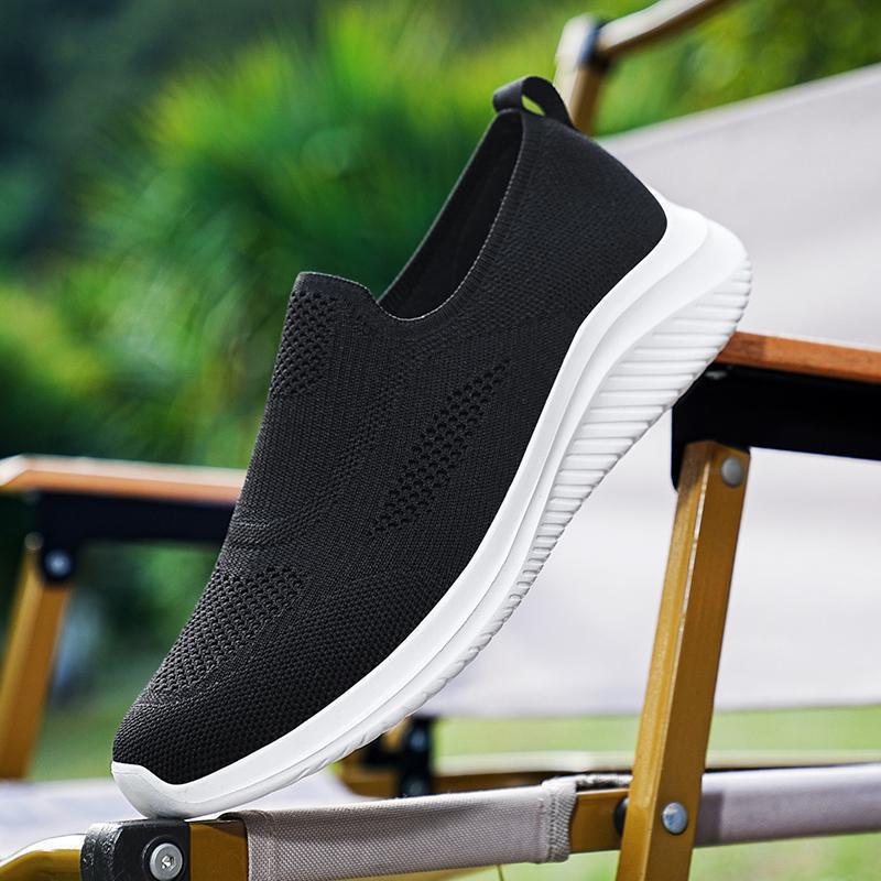 Herren Leichte Slip-On Sport Sneakers mit Atmungsaktivem Strickdesign