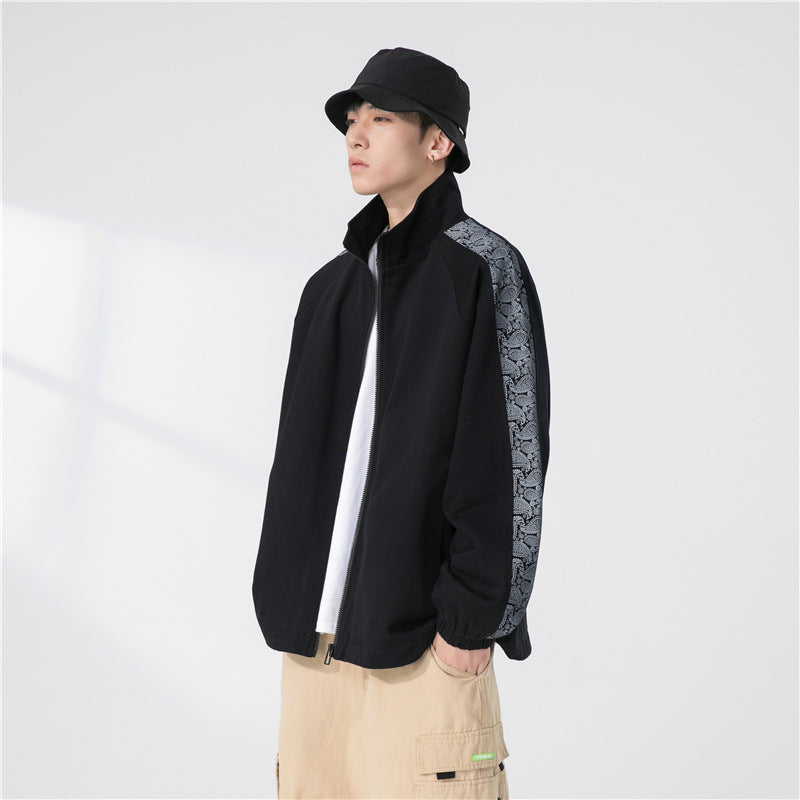 Herren Oversize Übergangsjacke mit Raglanärmeln, Stehkragen und elastischen Bündchen Shop Nory