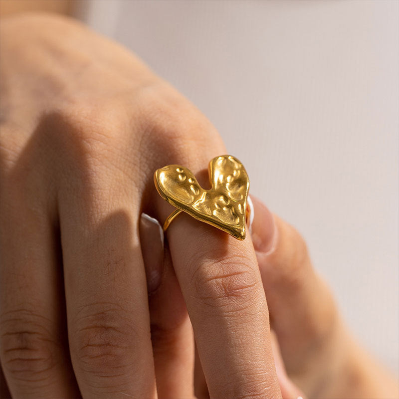 Damen herzförmiger Ring aus hochwertigem Messing Shop Nory
