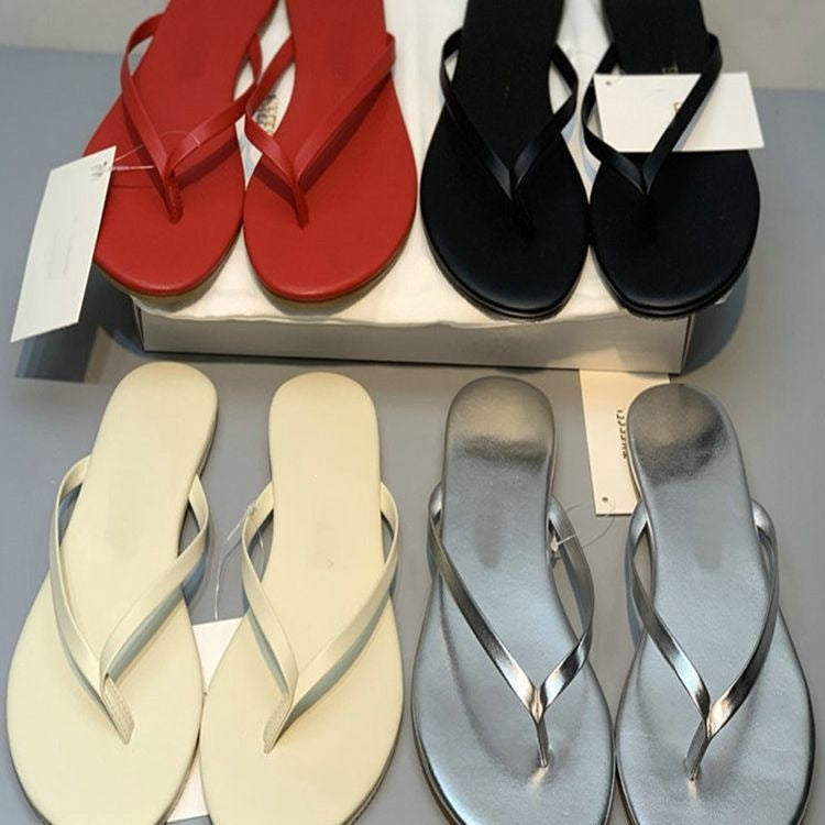 Damen stilvolle Flip-Flops mit glänzendem Riemendesign