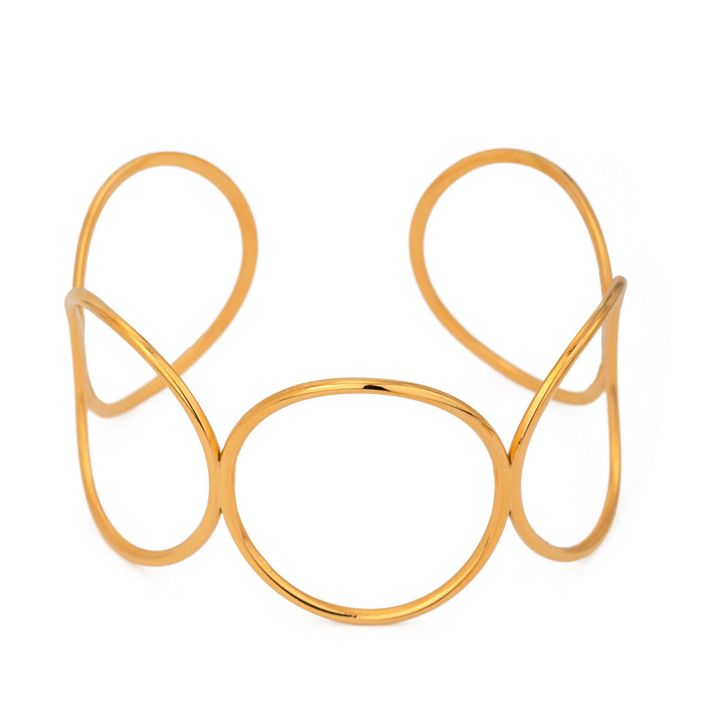 Damen Offenes Armband aus hypoallergenem Edelstahl mit elegantem Schwungdesign Shop Nory