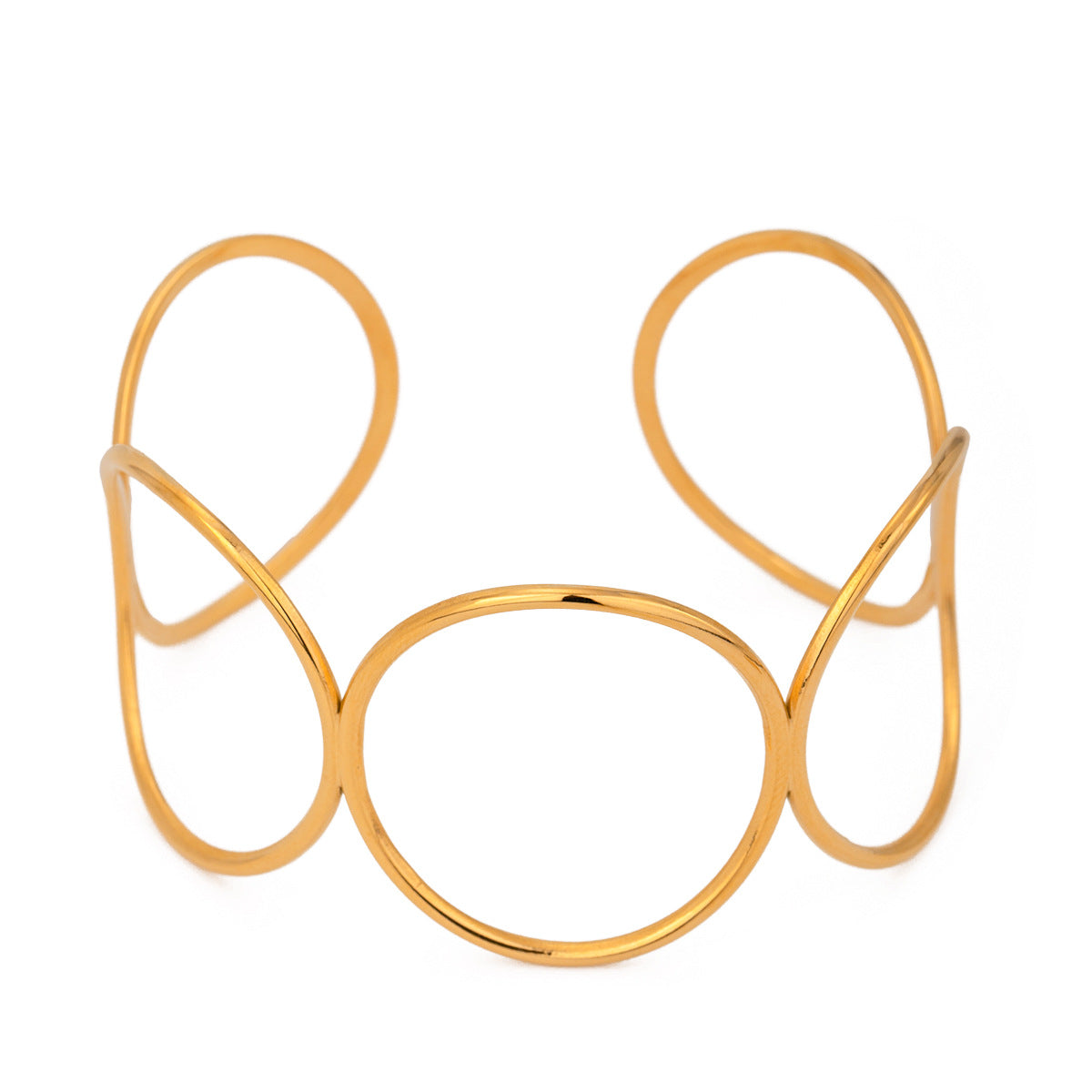Damen Offenes Armband aus hypoallergenem Edelstahl mit elegantem Schwungdesign Shop Nory