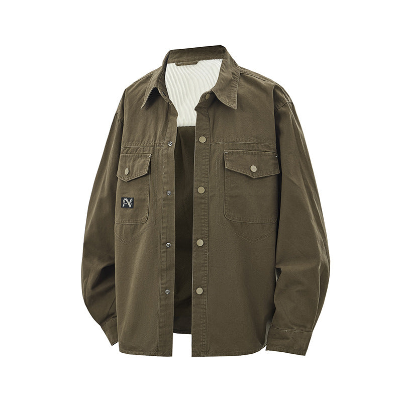 Herren Overshirt-Jacke im Workwear-Stil mit aufgesetzten Brusttaschen und Druckknopfverschluss Shop Nory