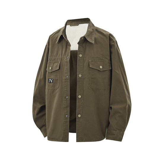 Herren Overshirt-Jacke im Workwear-Stil mit aufgesetzten Brusttaschen und Druckknopfverschluss Shop Nory