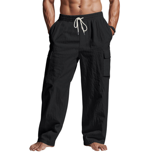 Herren nan lockere Cargo-Freizeithose mit elastischem Tunnelzugbund und mehreren Taschen Shop Nory