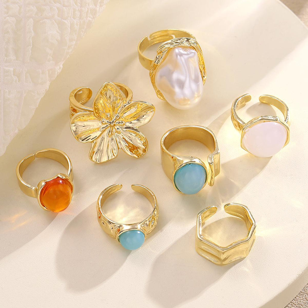 Damen Ring-Set mit kunstvollem Blumendesign und funkelnden Akzenten Shop Nory