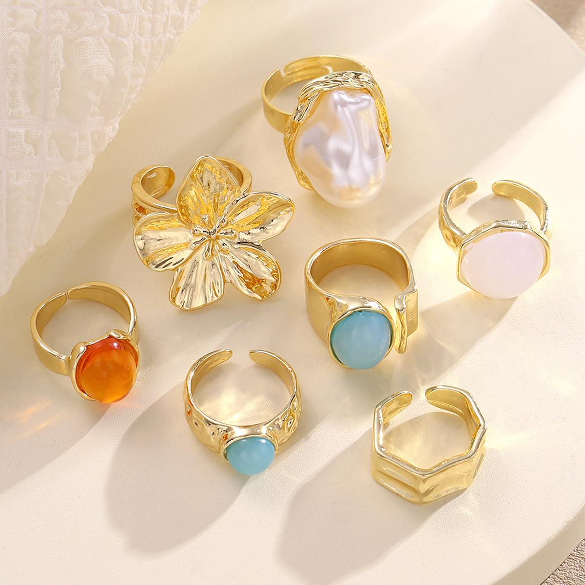 Damen Ring-Set mit kunstvollem Blumendesign und funkelnden Akzenten Shop Nory