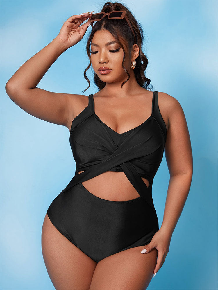 Damen Cut-Out Badeanzug mit Wickeldesign und stützendem Schnitt Shopnory