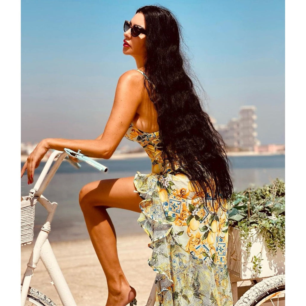 Damen Bikiniset mit elegantem Rüschendesign und maxi Rock