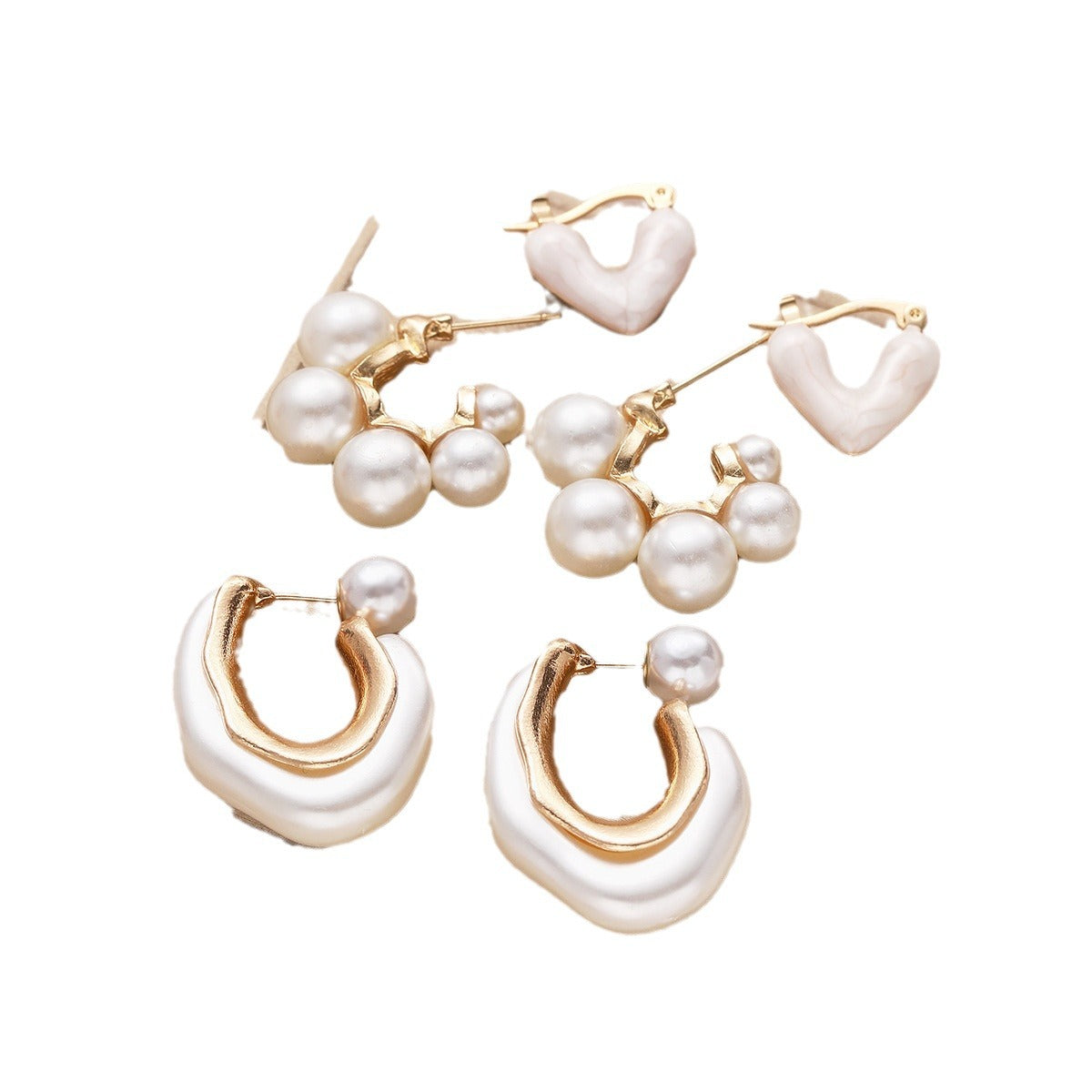 Damen Ohrschmuck Set mit kunstvollen Perlen- und Herzdesigns Shop Nory