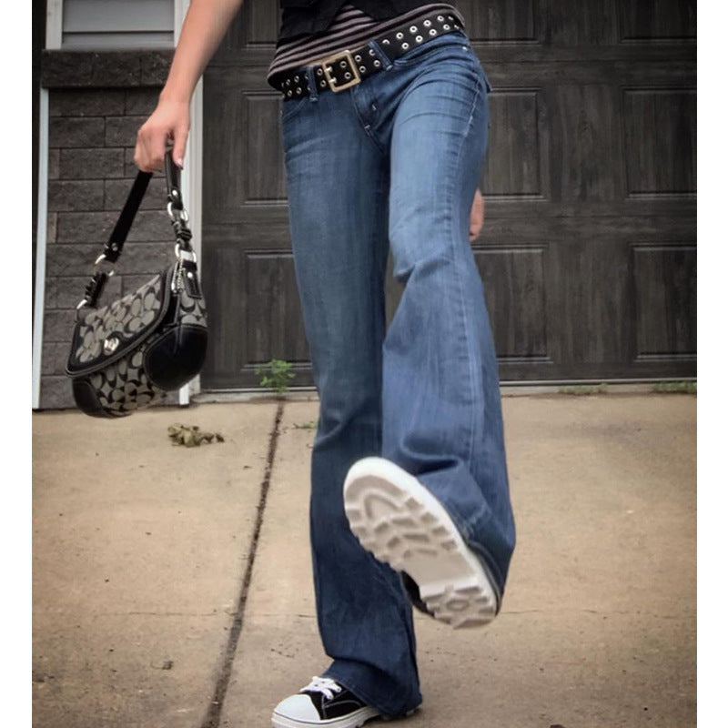 Damen Weit geschnittene Bootcut Jeans mit lässigem Schnitt und mittlerer Taille