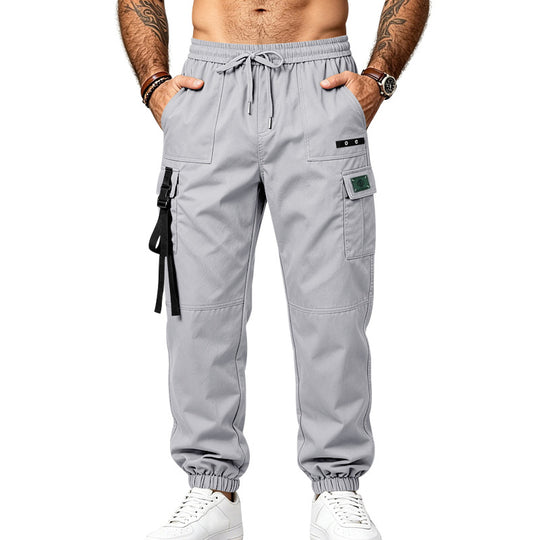 Herren Utility-Cargohose im Jogger-Stil mit elastischem Bund, Mehrfachtaschen und Beinriemen Shop Nory