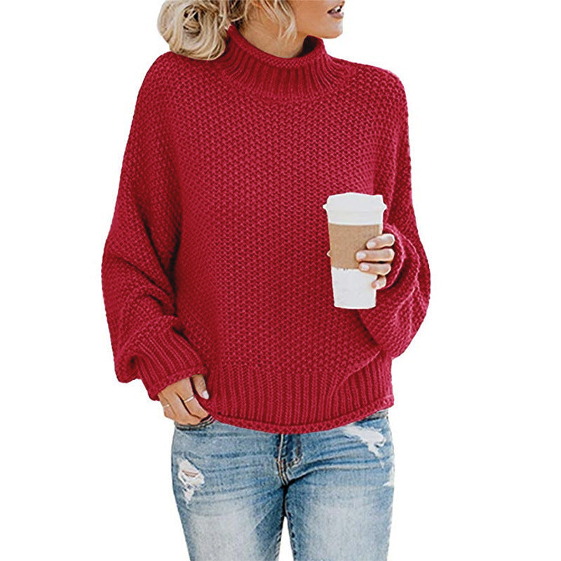 Damen Gemütlicher Pullover mit hohem Kragen und strukturierter Maschenoptik