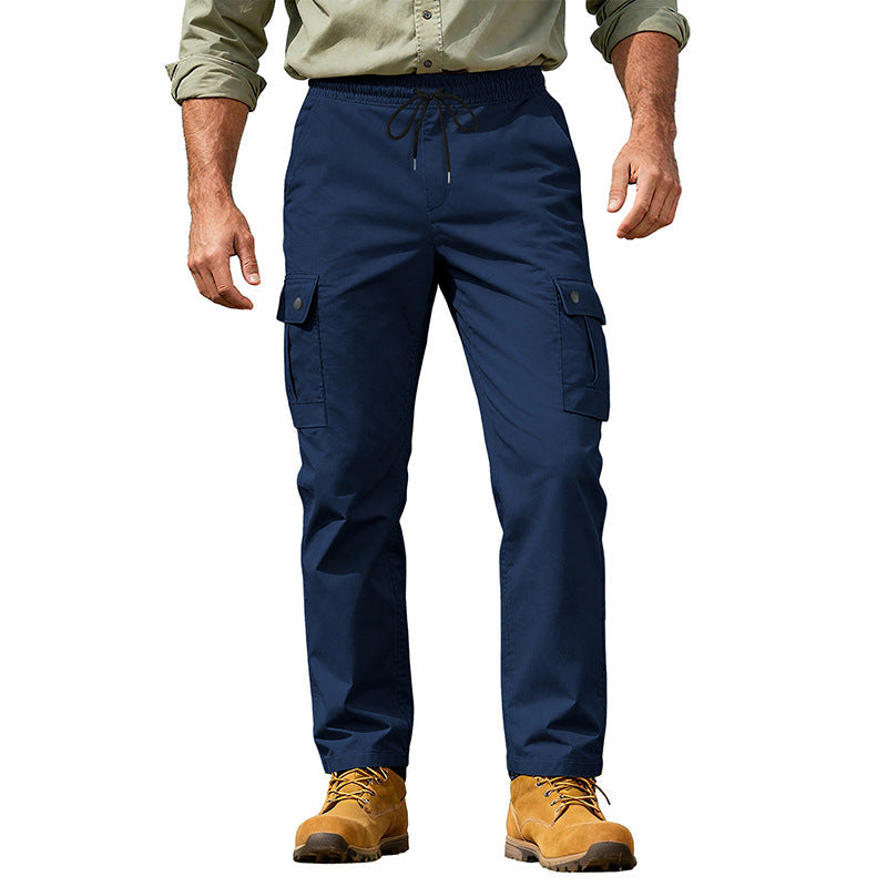 Herren nan robuste Freizeit-Cargohose mit elastischem Bund Tunnelzug und Mehrfachtaschen