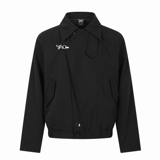 Damen Kurzblouson im Overshirt‑Stil mit markantem Hemdkragen und Metallhakenverschluss Shop Nory