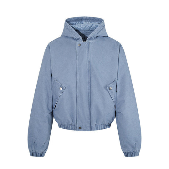 Damen kurz geschnittene Boxy-Kapuzenjacke mit gesteppter Kapuzenfütterung, Pattentaschen und elastischem Saum Shop Nory