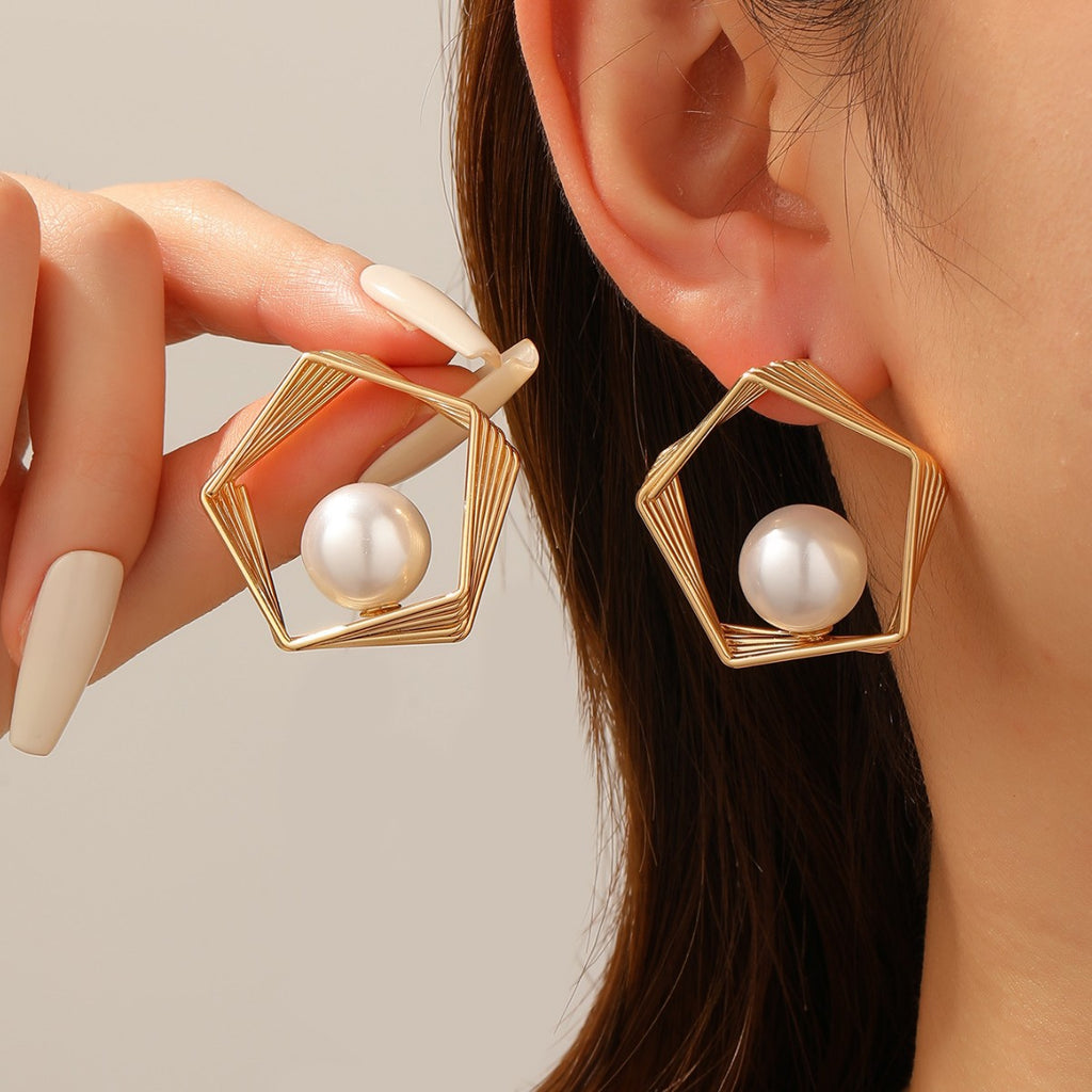 Damen Ohrringe mit eleganter Perlen- und geometrischer Form Shop Nory