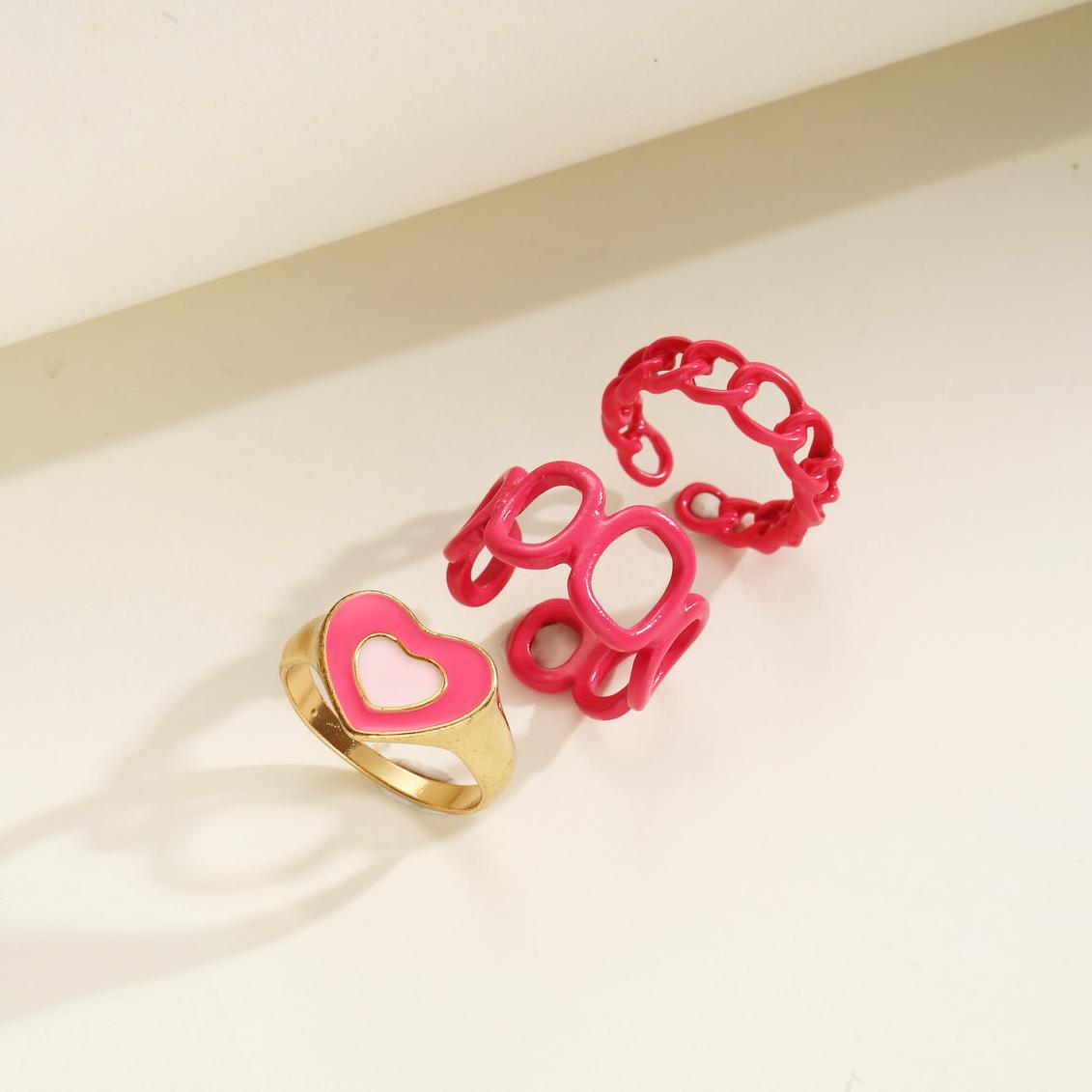 Damen kreatives Ring-Set mit verspieltem Herzmotiv und modernen Formen Shop Nory