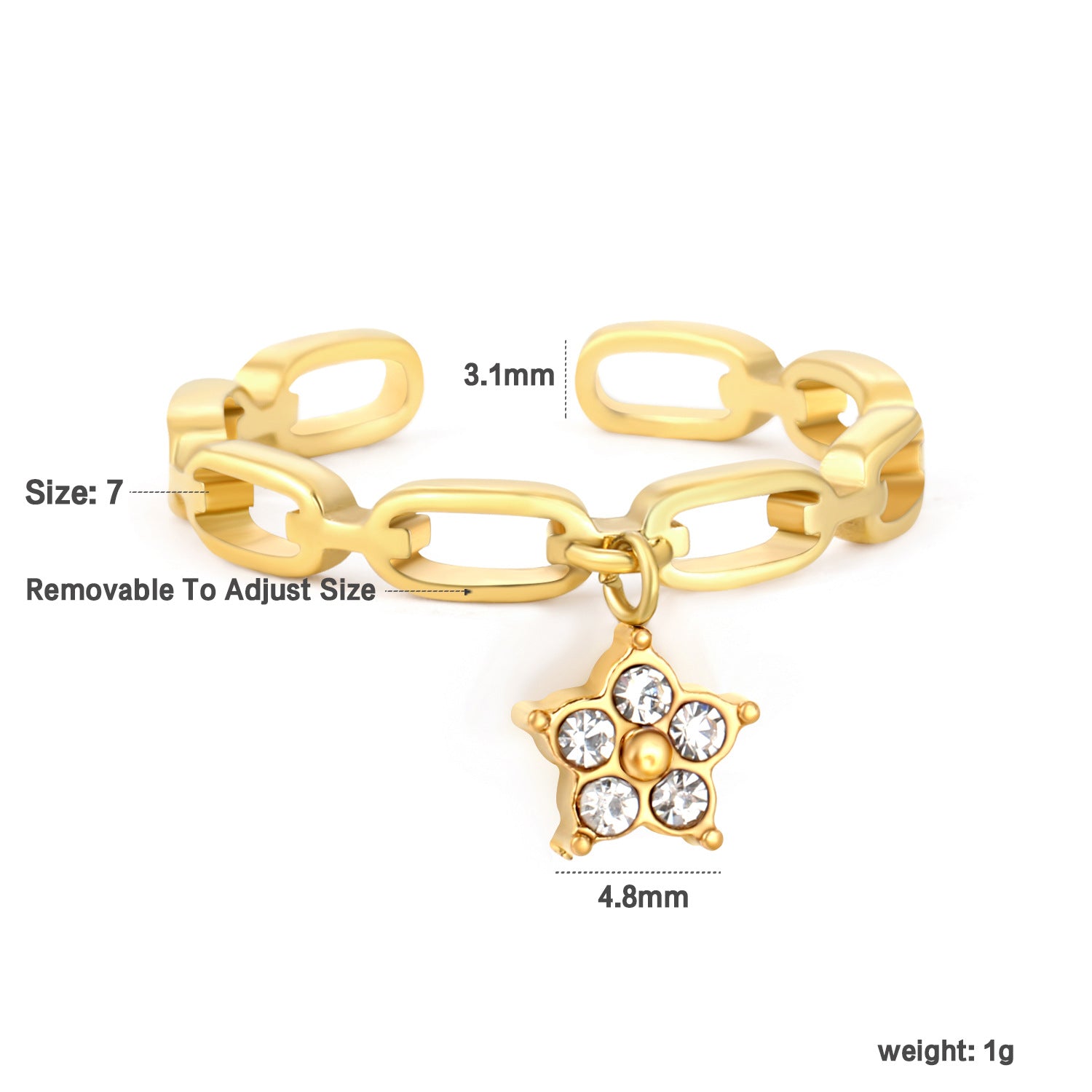 Damen verstellbarer Ring mit charmantem Augenanhänger und funkelnden Zirkonsteinen Shop Nory