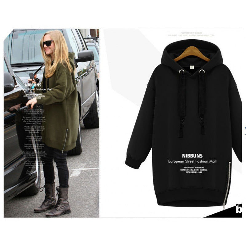 Damen Oversize Kapuzenpullover mit seitlichem Reißverschluss Shop Nory
