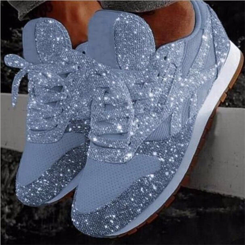 Damen Glitzernde Slip-On Sneakers mit elastischen Bändern