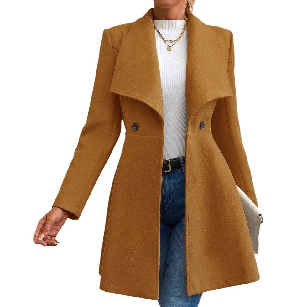 Damen Elegante Doppelreihige Wolljacke