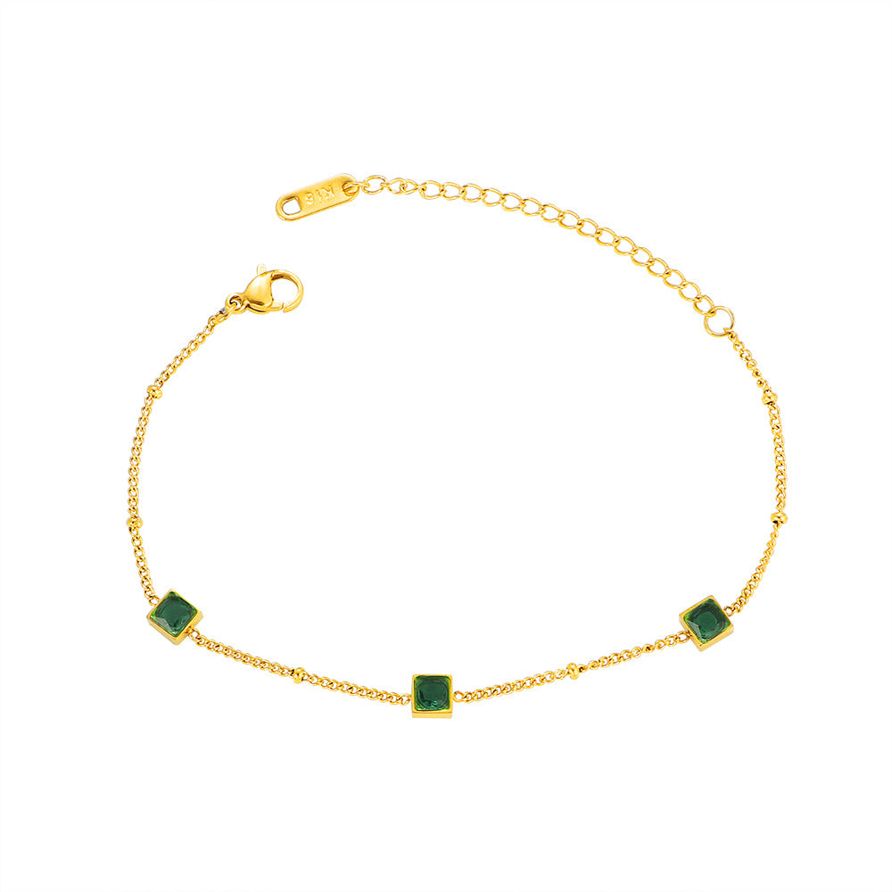 Damen filigranes Armband mit quadratischen Edelsteinen Shop Nory
