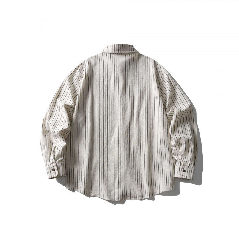 Unisex Oversize-Hemd im Nadelstreifen-Look mit Brusttasche und abgerundetem Saum Shop Nory