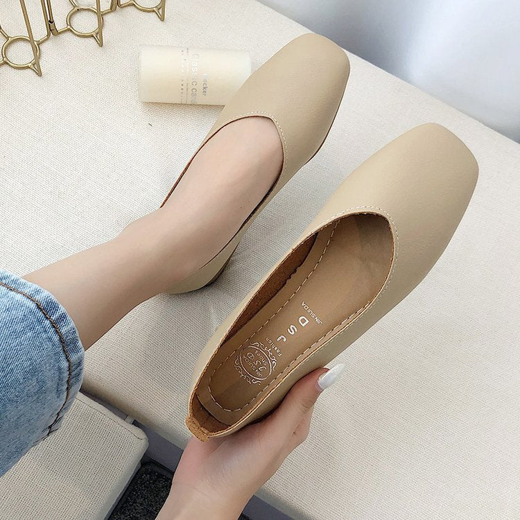 Damen elegante Ballerinas mit quadratischer Spitze und komfortablem Blockabsatz