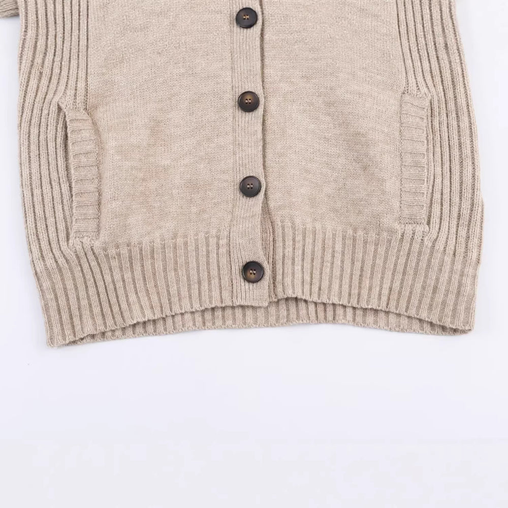 Damen Strickcardigan mit oversized Segelkragen und Zopfmuster-Details Shop Nory
