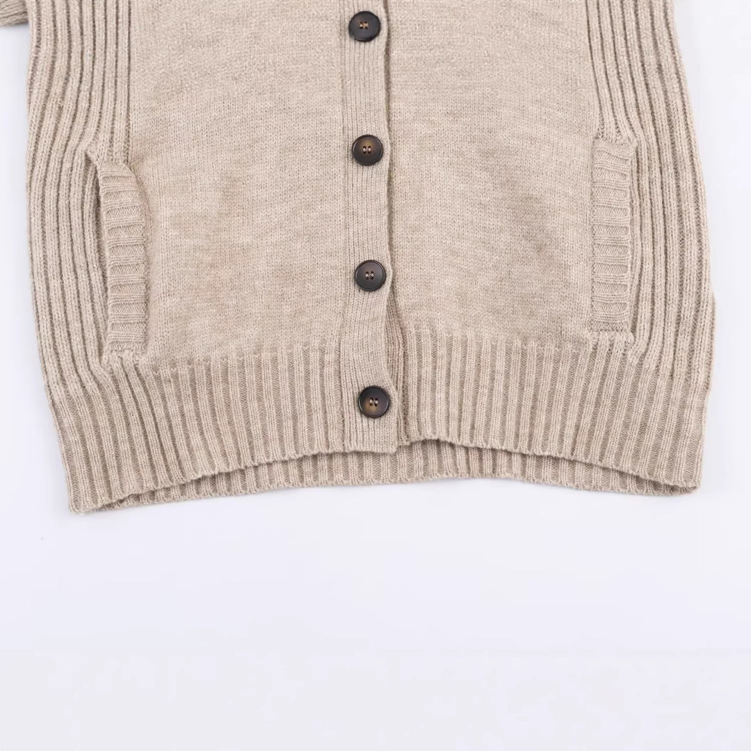 Damen Strickcardigan mit oversized Segelkragen und Zopfmuster-Details Shop Nory